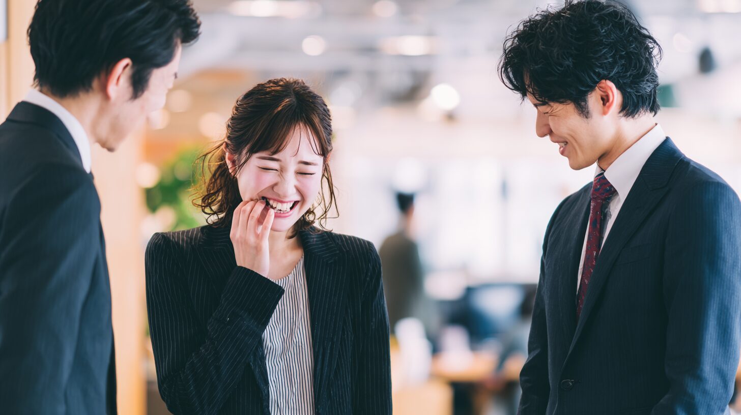 上司や同僚がカスハラを受けた従業員に寄り添い話を聞いているオフィスのシーンの画像